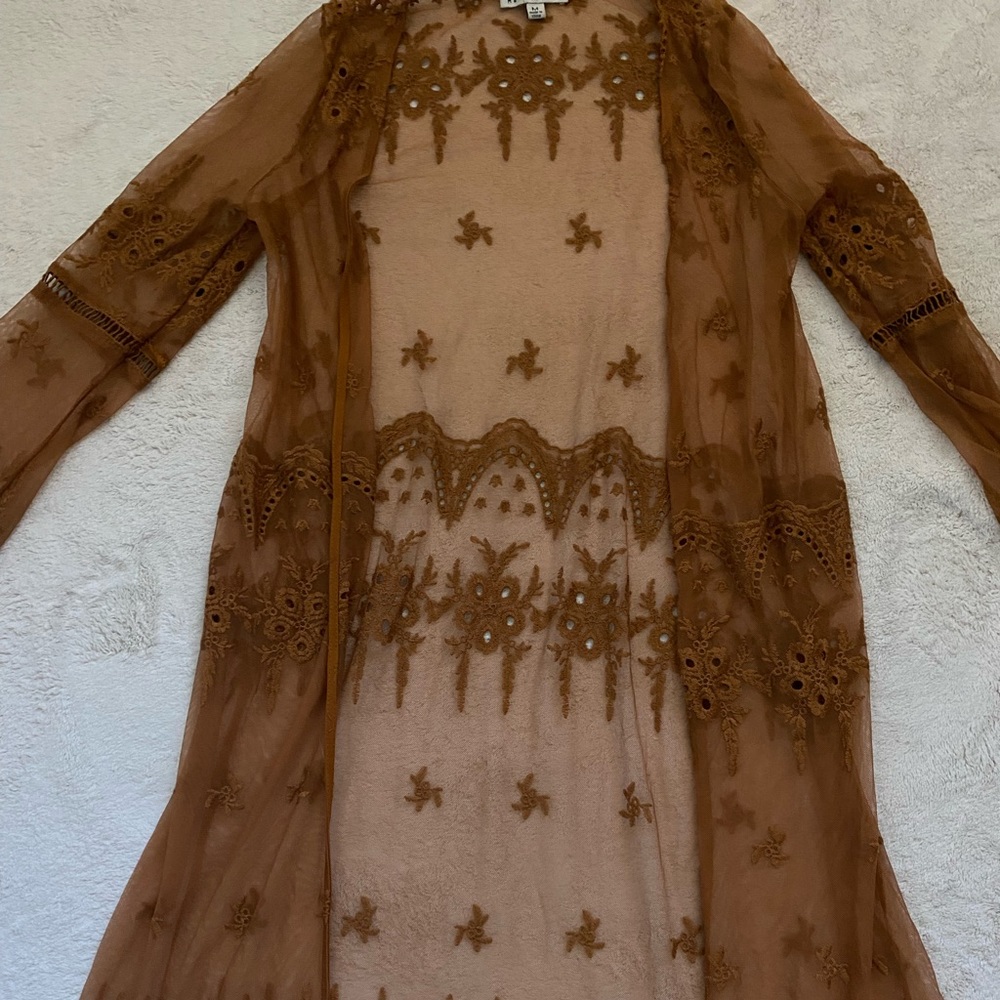 sheer burnt sienna kimono